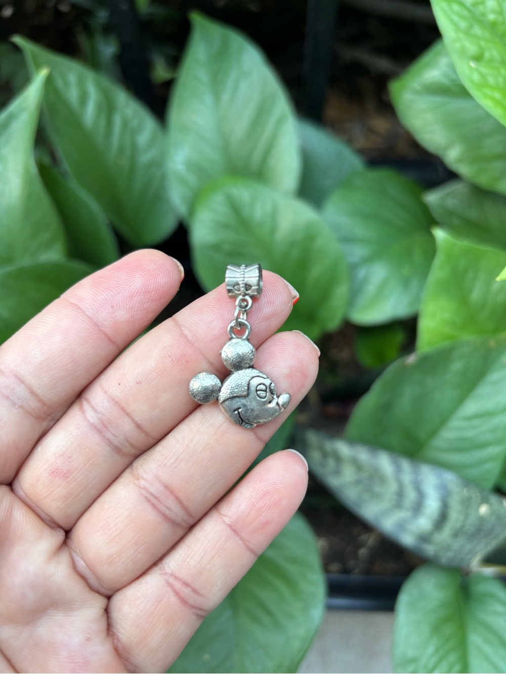 Silver Mickey Mouse Charm Pendant Necklace Accent - Women Jewelry
